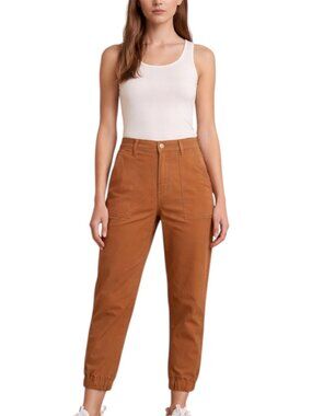 7 For All Mankind Darted Boyfriend Jogger Coated Rust Orange Crop Jeans Size 28